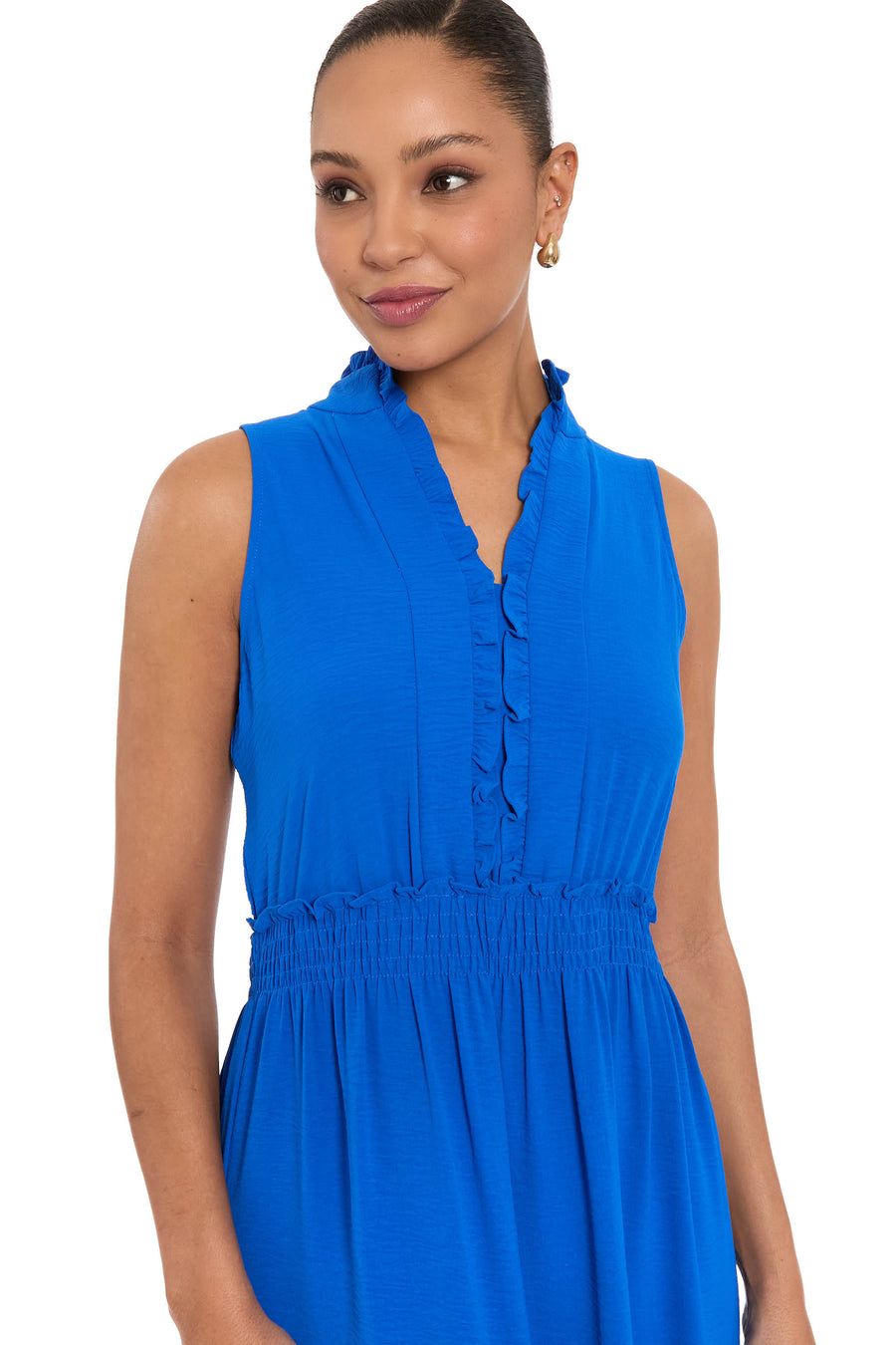 Scout Ruffle Neck Sleeveless Tiered Maxi