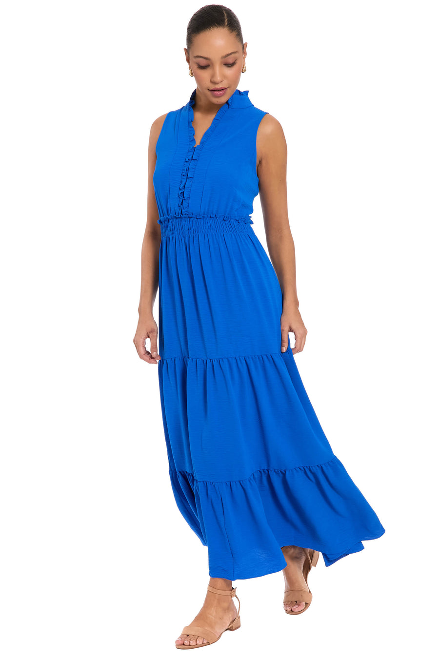 Scout Ruffle Neck Sleeveless Tiered Maxi