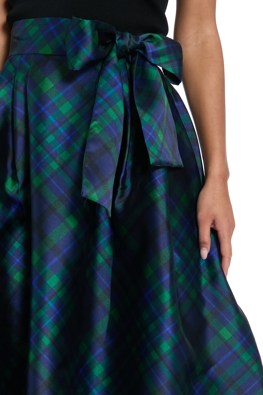 Roosevelt Voluminous Plaid Tie-Front Skirt