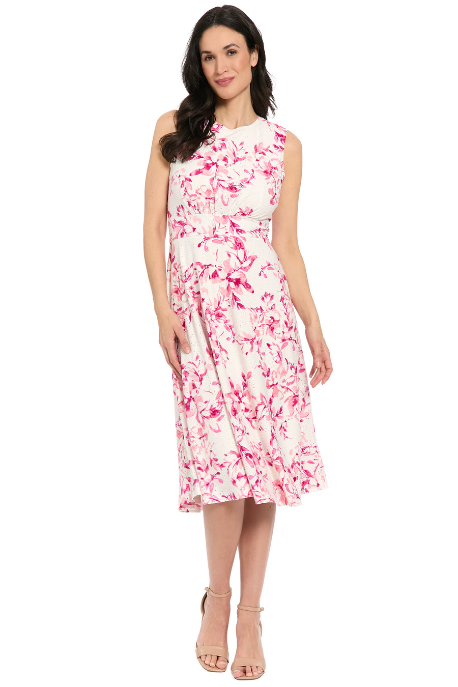 Maisie Inset Waist Eyelet Midi in Willow Whispers