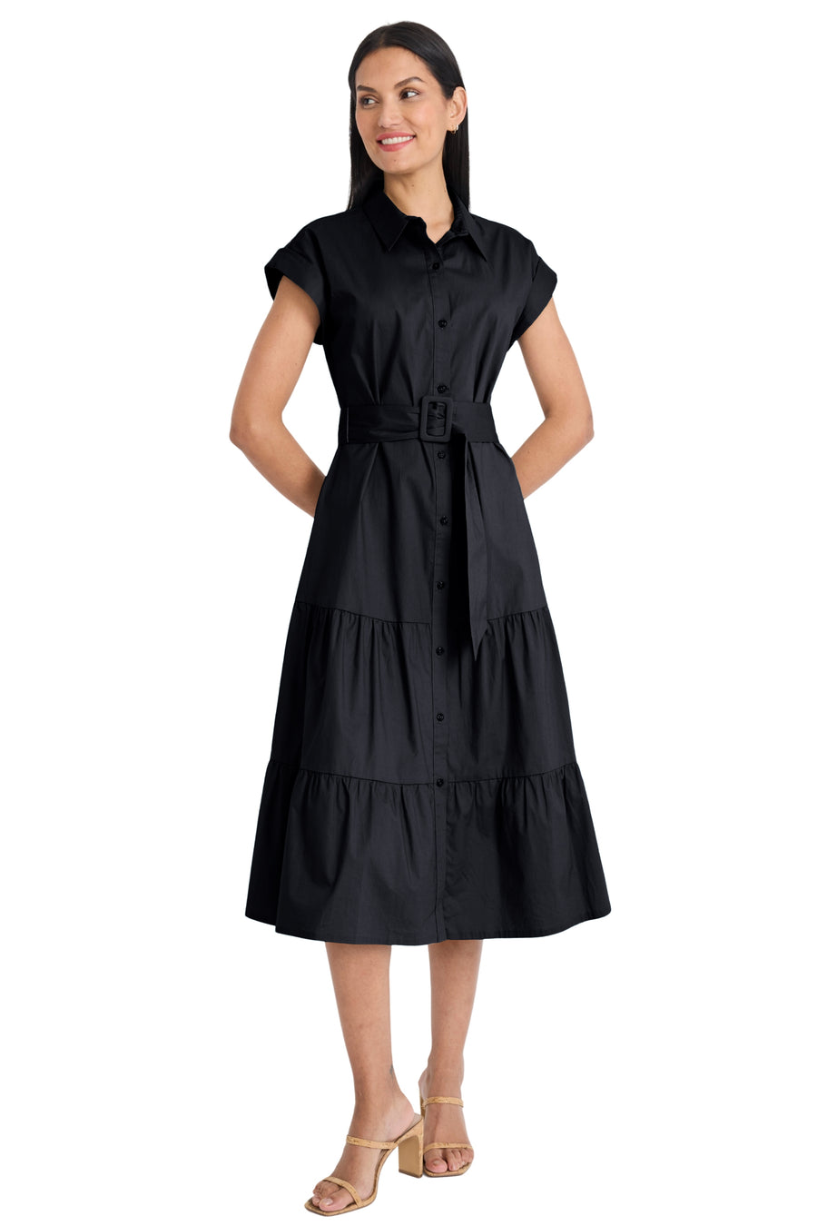 Dorinda Cotton Collared Midi Shirtdress