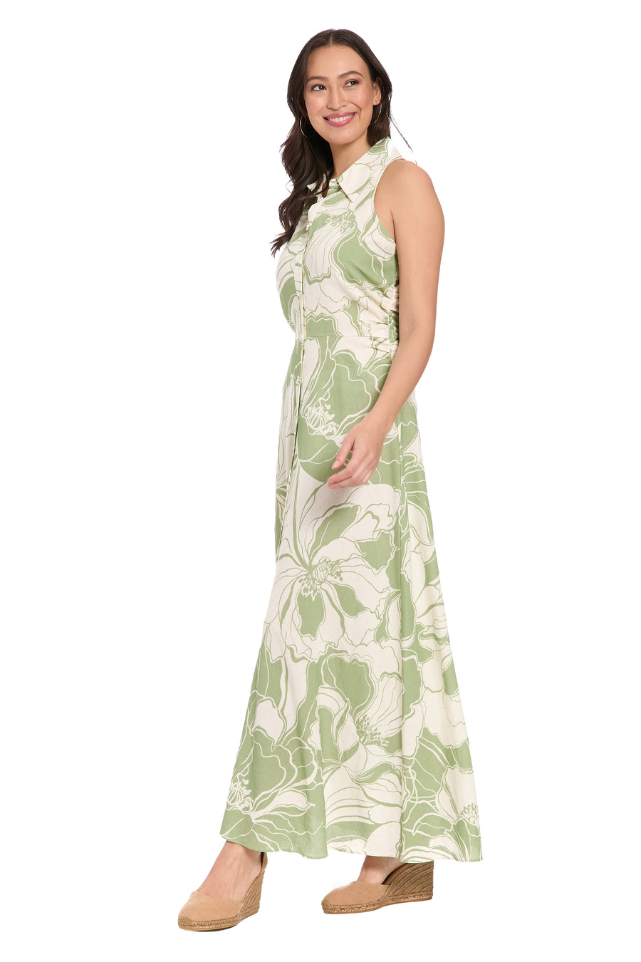 Mathilda Sleeveless Shirtdress in Linen Rayon