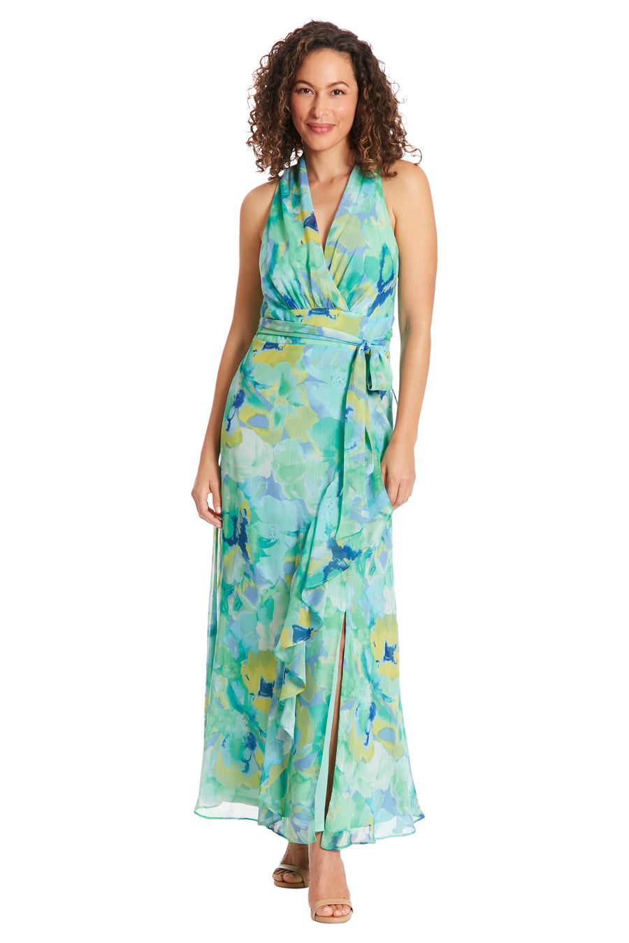 Amberlyn Halter Maxi in Pansy Blast