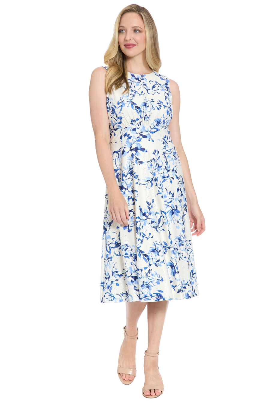 Maisie Inset Waist Eyelet Midi in Willow Whispers