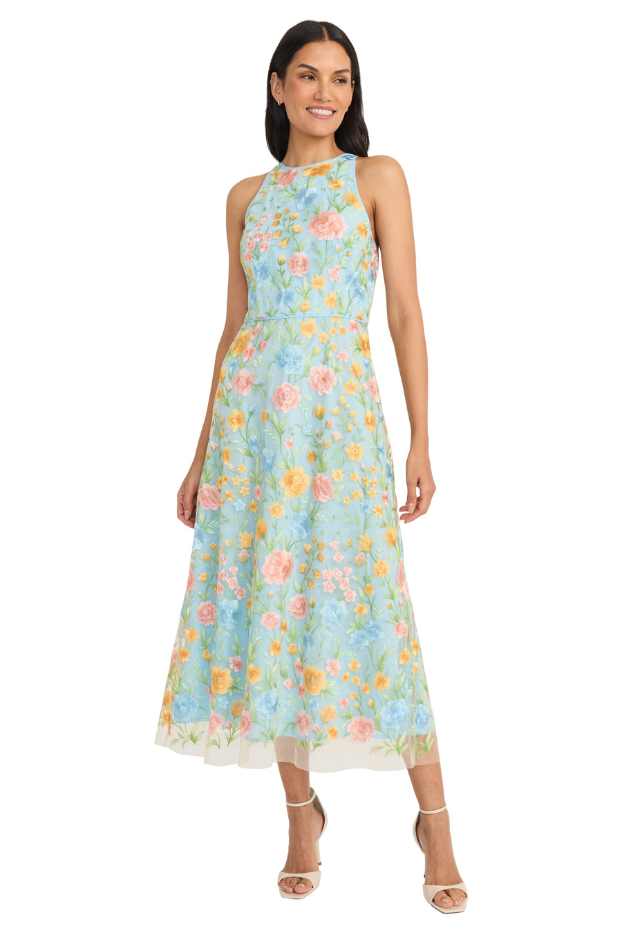 Constance Midi Sheath Dress in Bouquet Embroidery