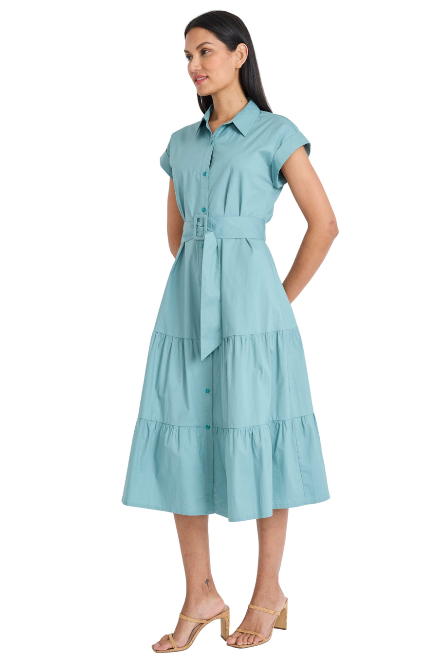 Dorinda Cotton Collared Midi Shirtdress