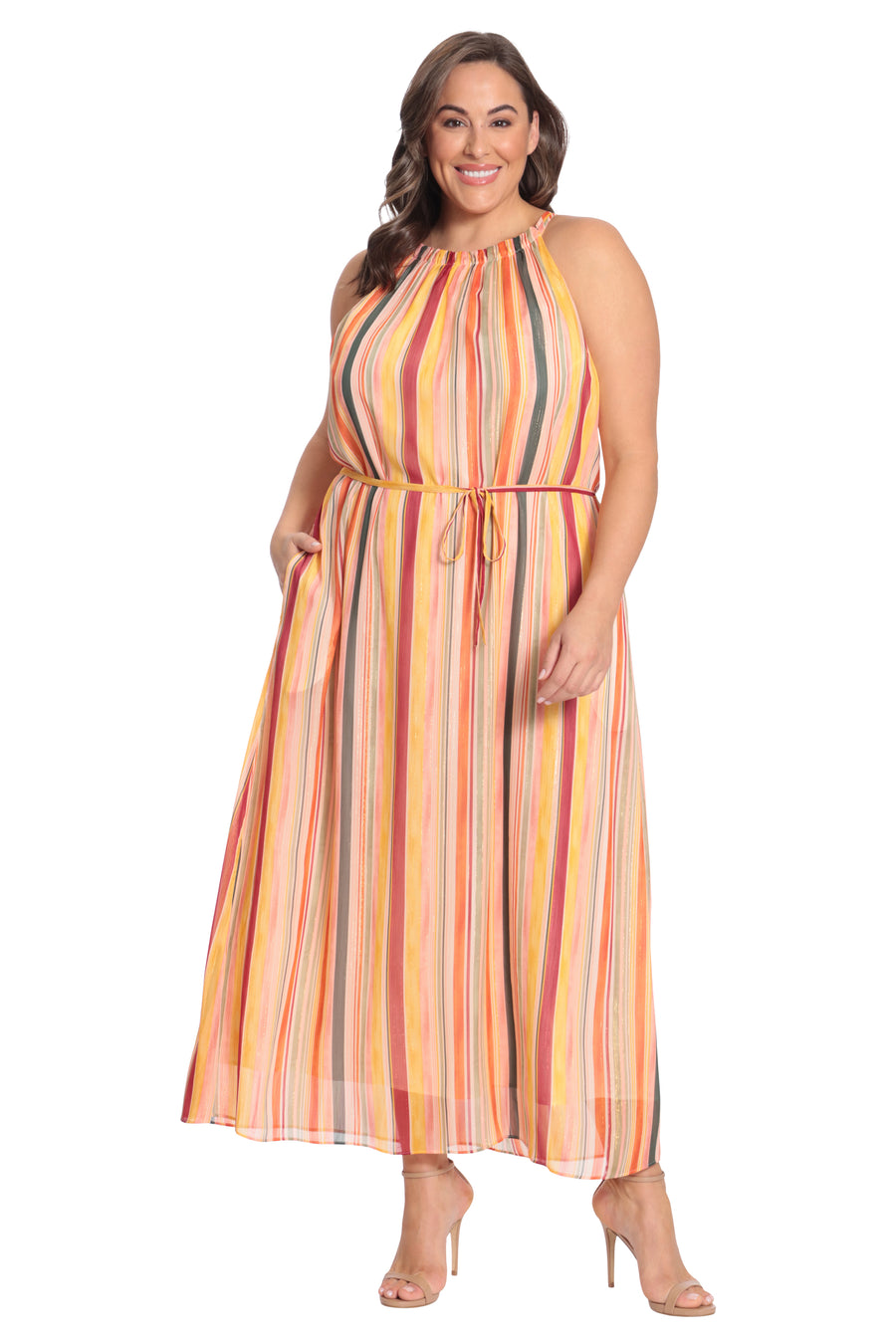 Layla Halter Stripe Maxi in Seville Stripe - FINAL SALE