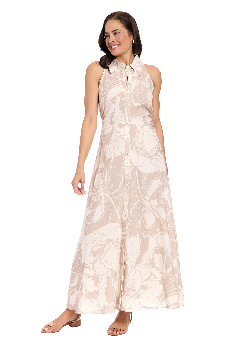 Mathilda Sleeveless Shirtdress in Linen Rayon