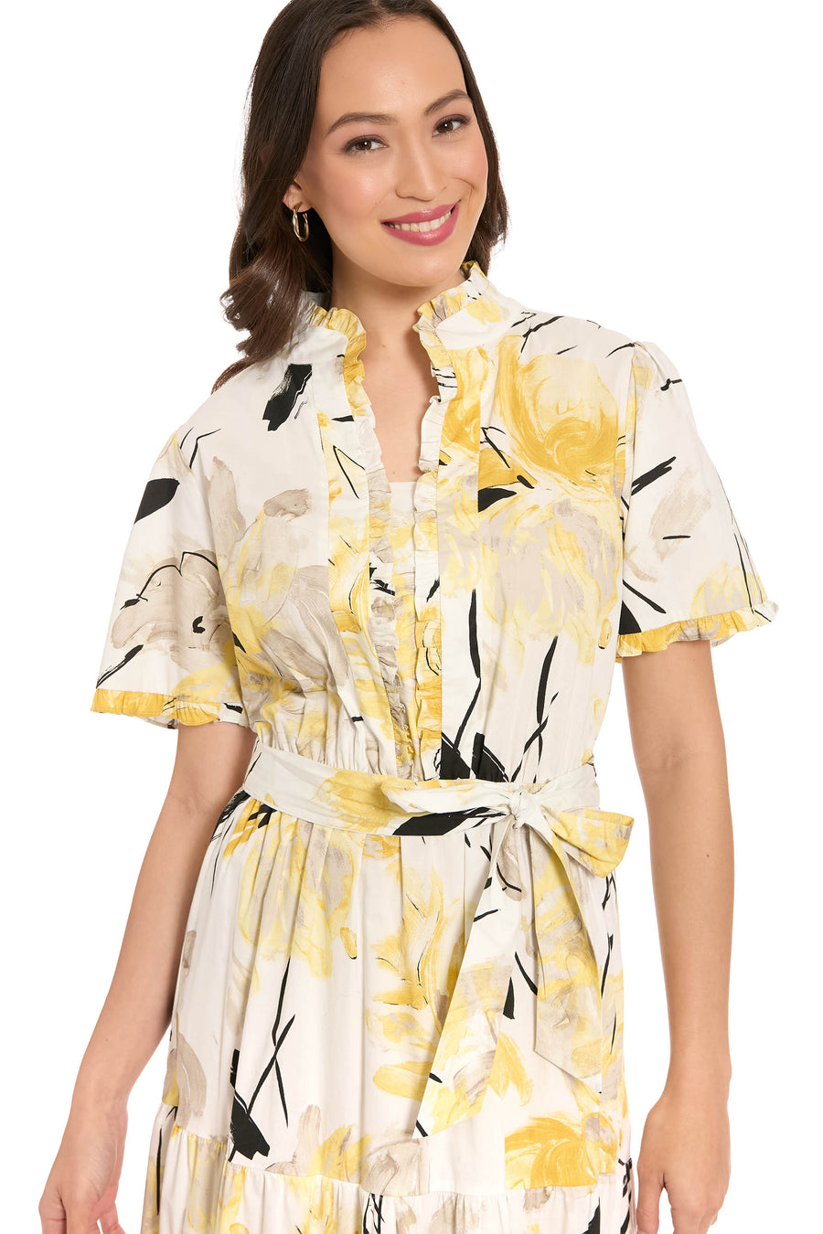 Amilia Flutter Sleeve Belted Tiered Maxi Dress