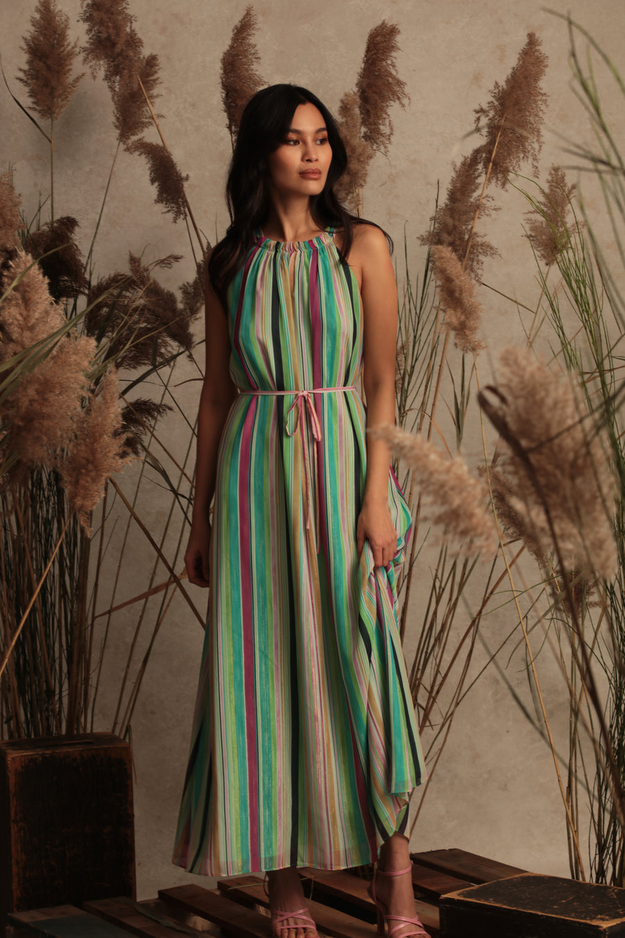 Layla Halter Stripe Maxi in Seville Stripe - FINAL SALE